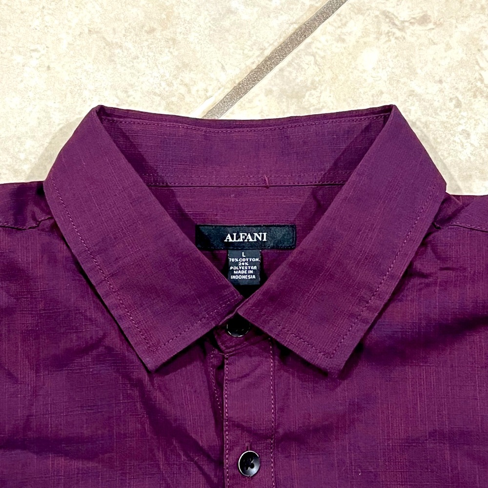 Men Alfani Large Dressy purple long sleeve Shirt